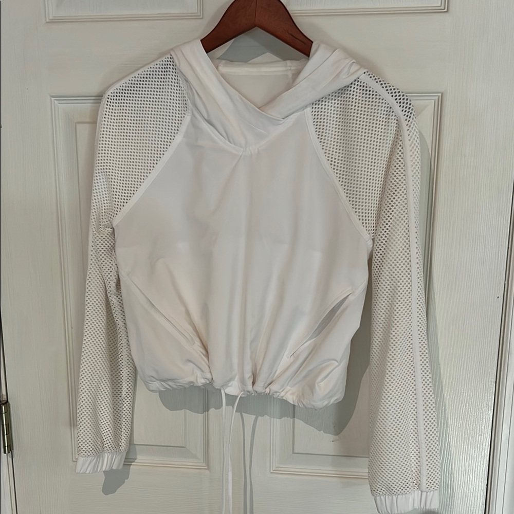 Women's White Mesh Hoodie